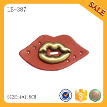 LB387 Fashion accessory pu metal leather patch for jeans